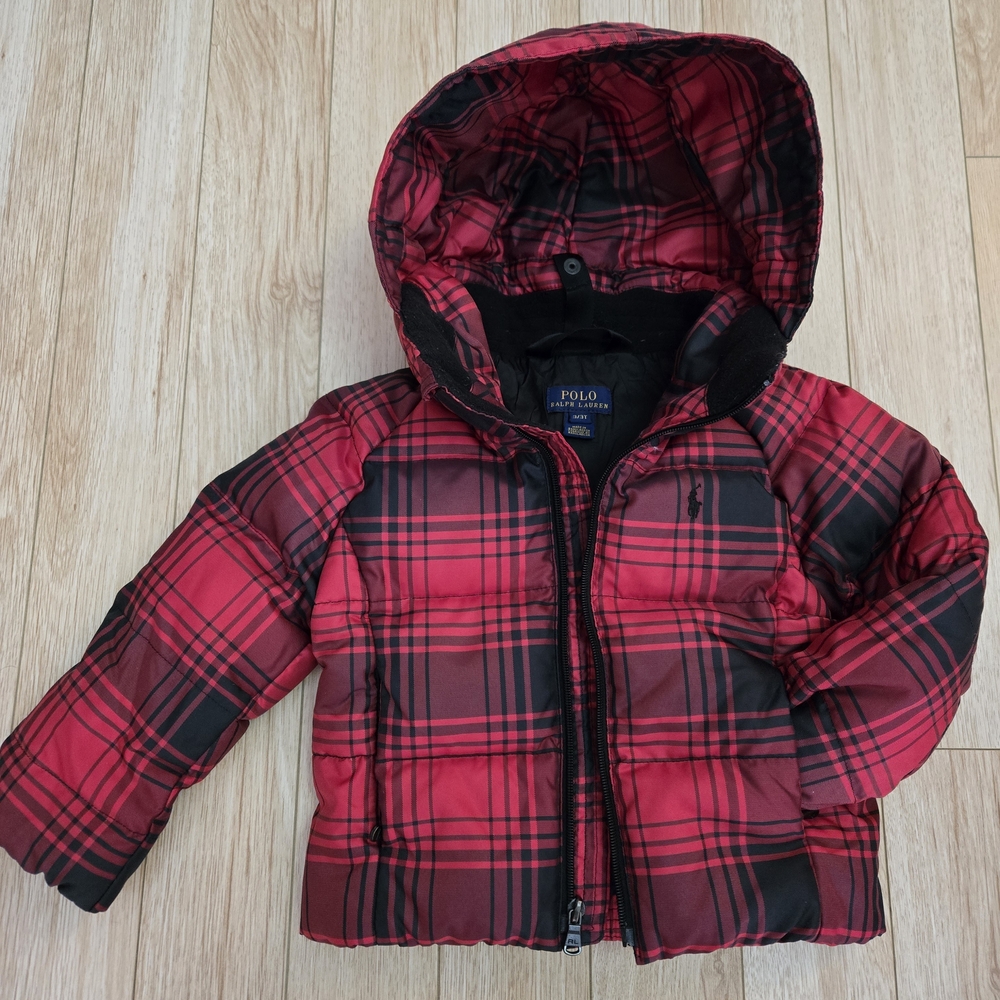 Polo by Ralph Lauren Kids Red and Black Plaid Puffer Jacket